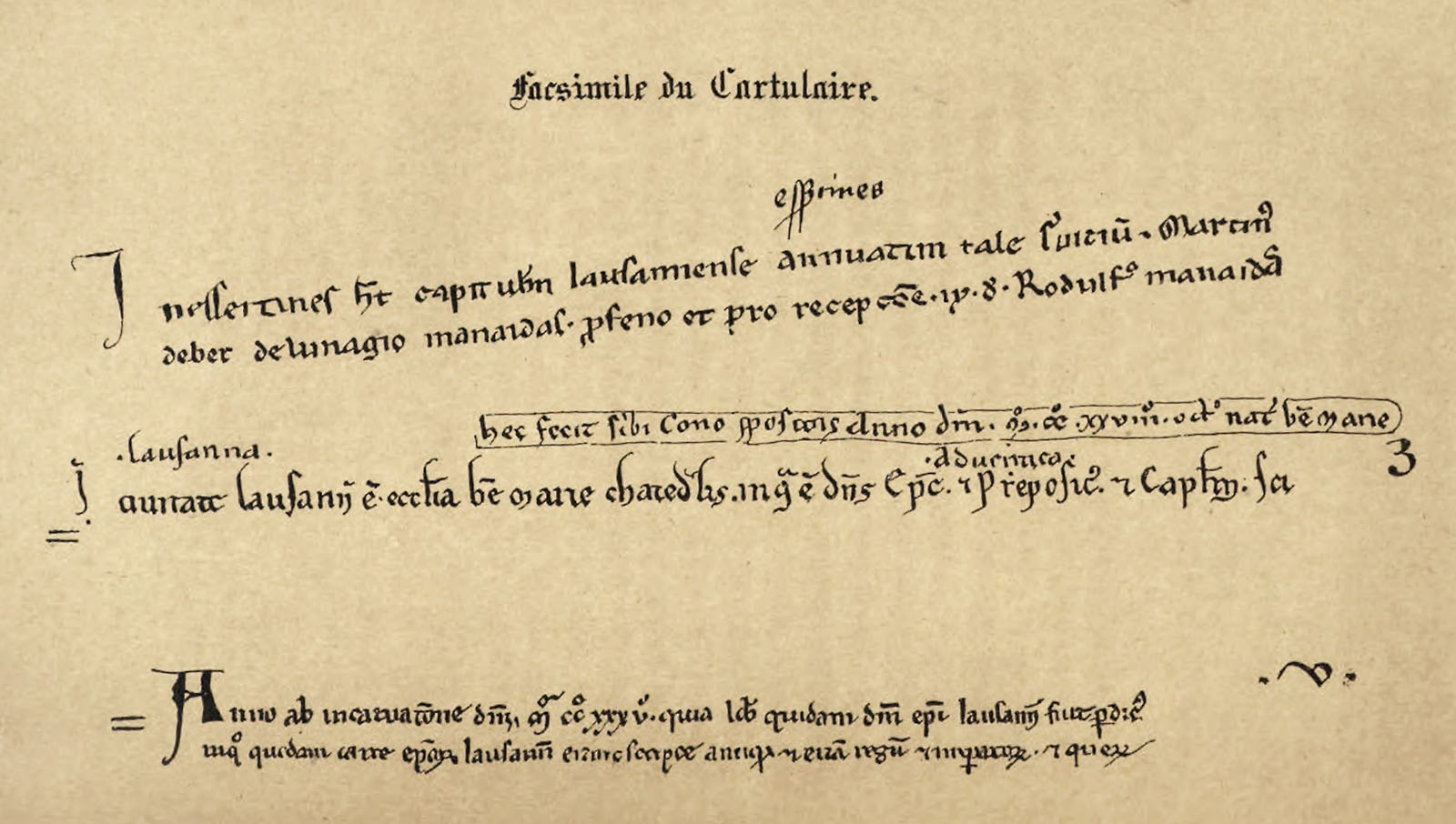 facsimile du cartulaire