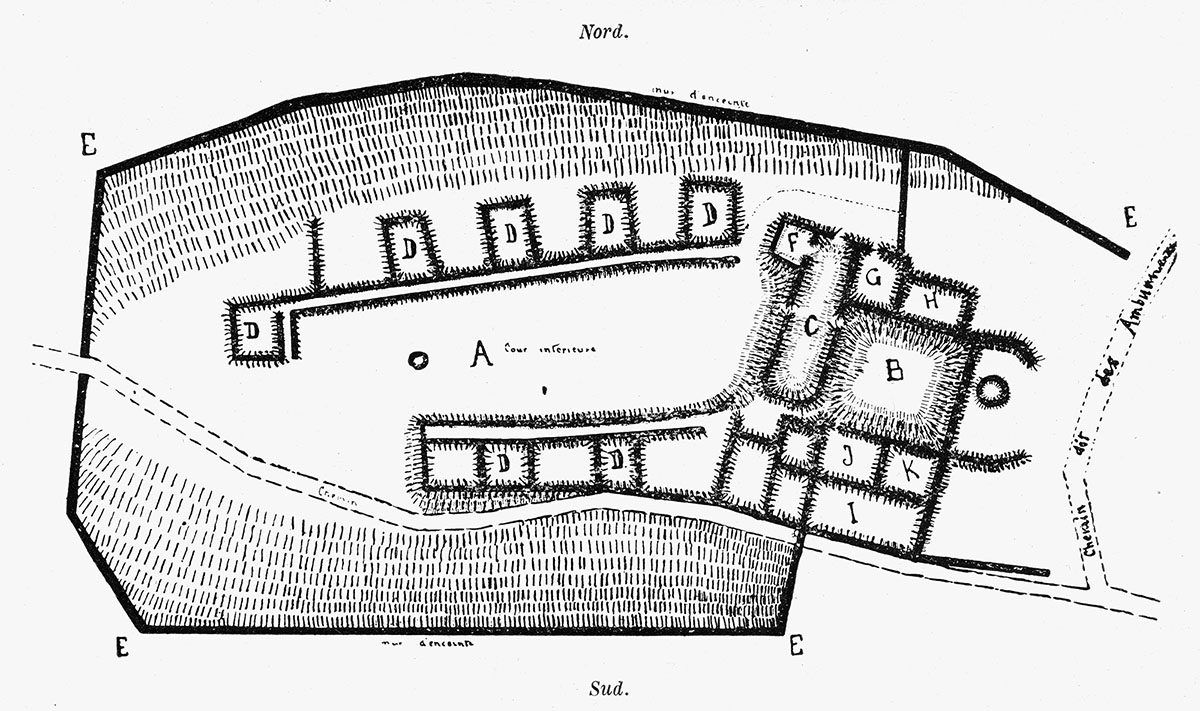 Plan des ruines de la chartreuse d’Oujon.