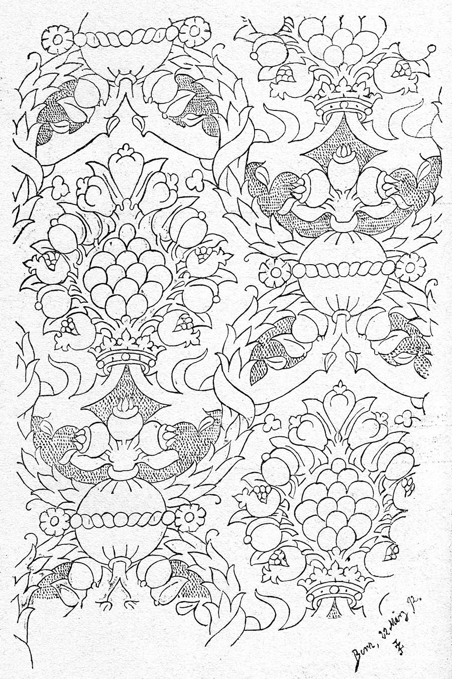 Dessin d'un ornement de drap d'or.