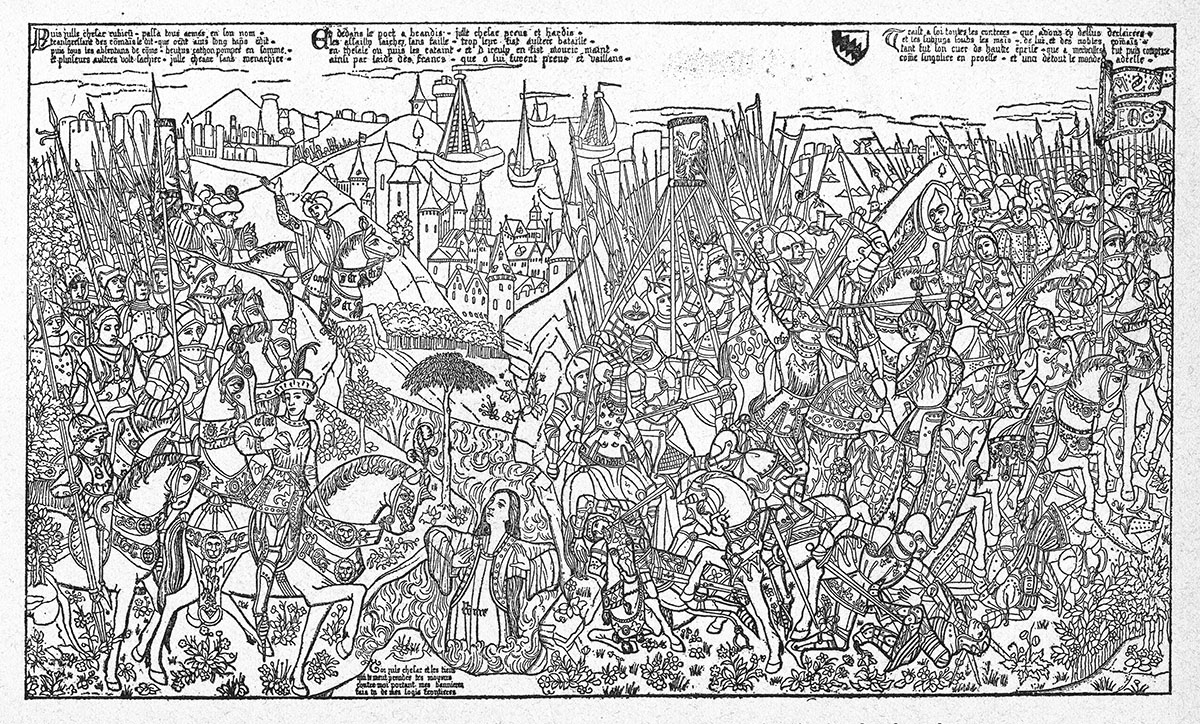 a. César traverse le Rubicon. — b. Victoire de Pharsale.