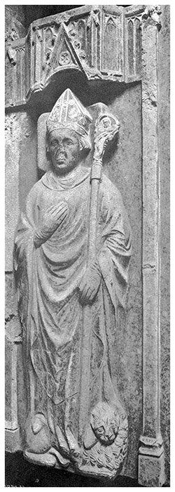 Pierre tombale d’un évêque de Lausanne au XIV<sup>e</sup> siècle