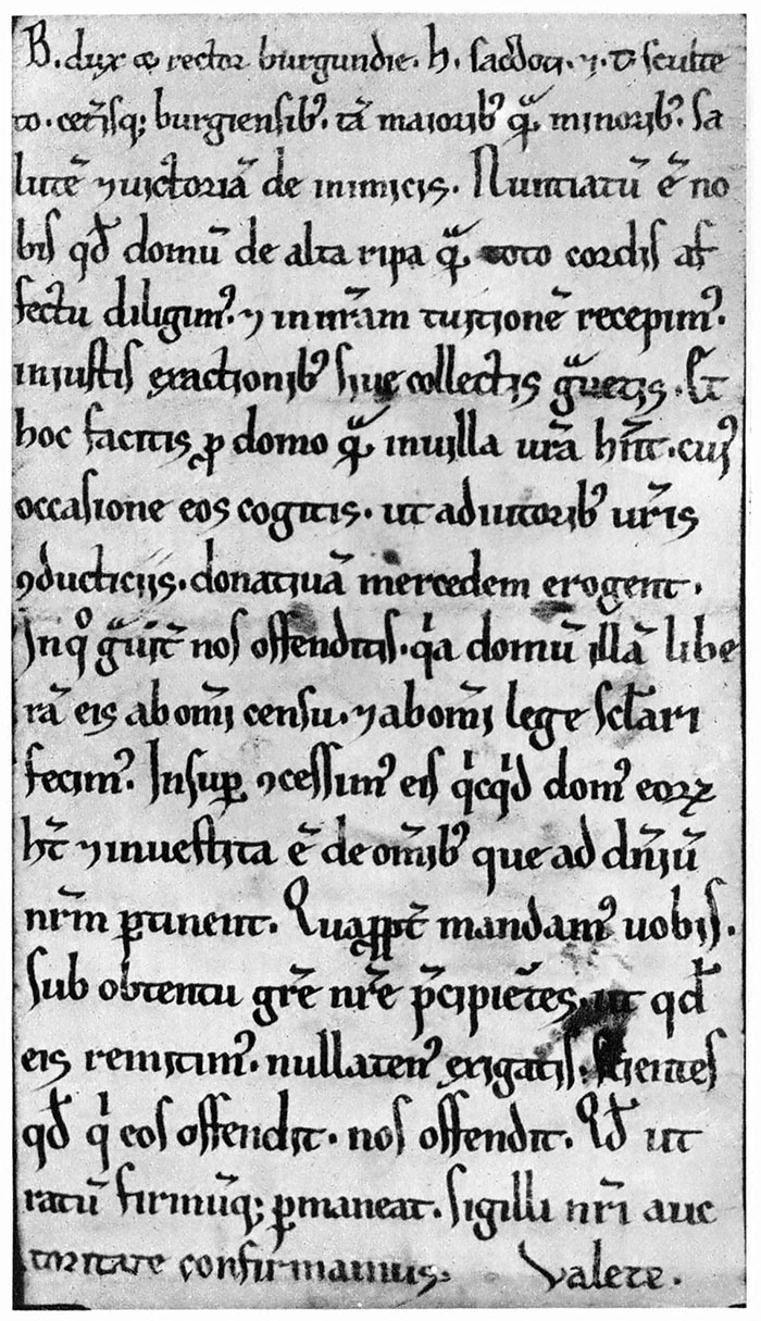 Lettre de Berthold IV de Zaehringen à Fribourg