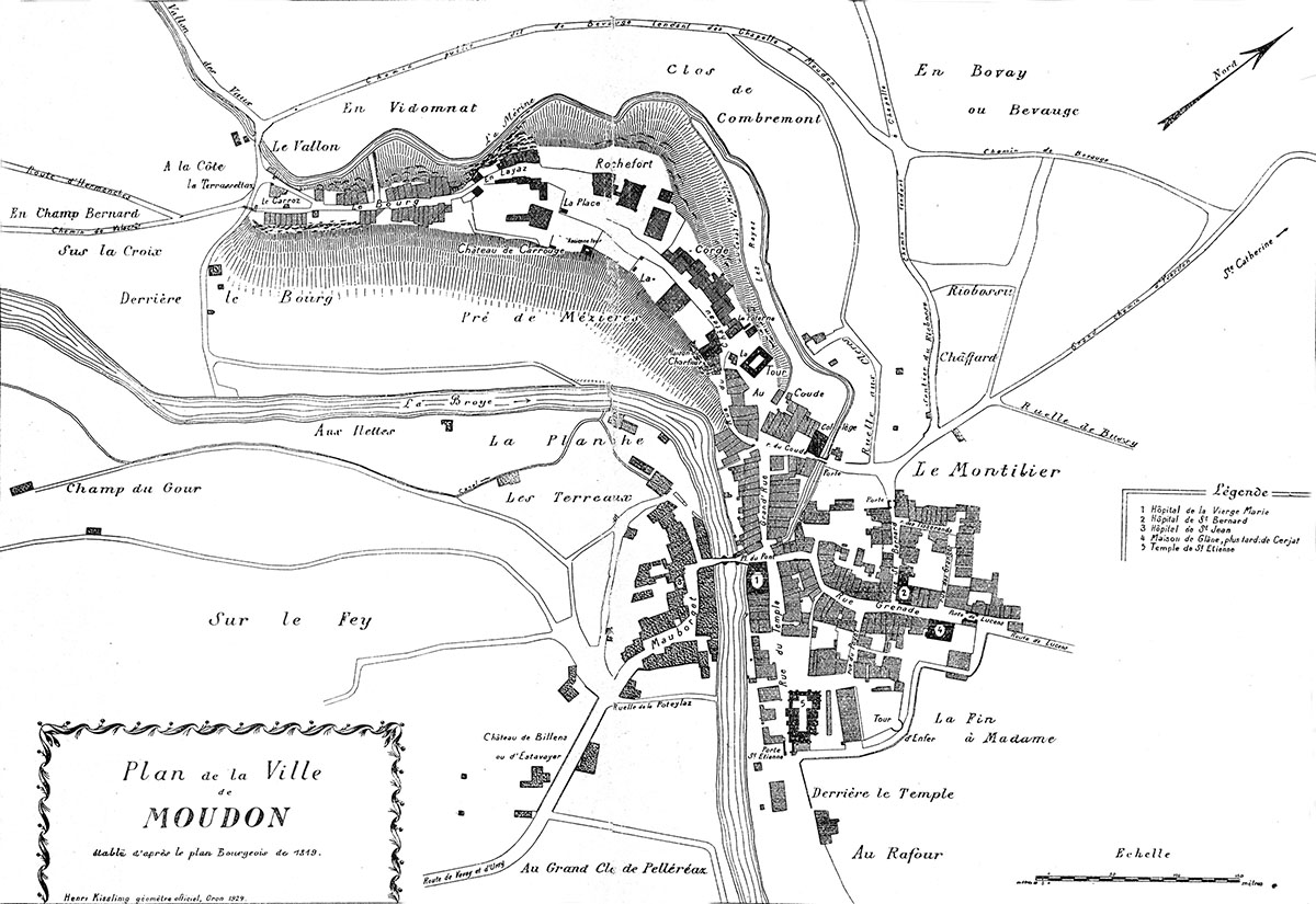 Plan de la ville de Moudon